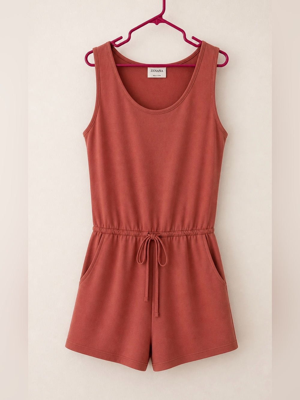 Zenana Outfitters Rust Tank Romper
